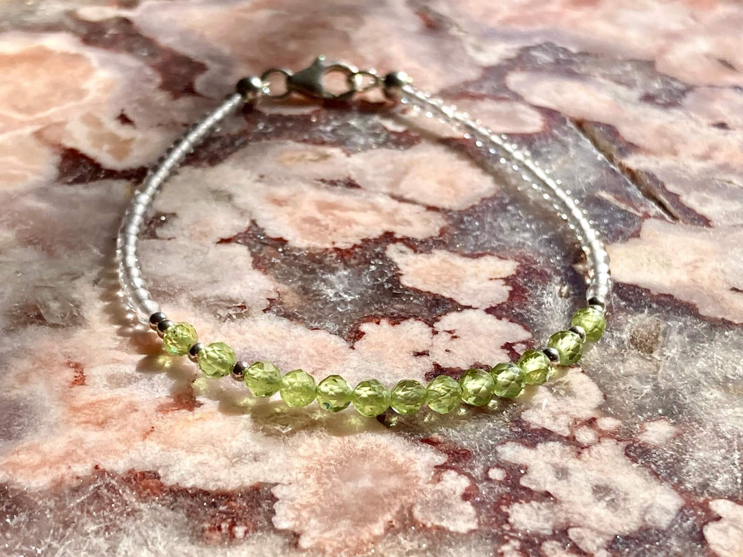 August birthstone peridot bracelet