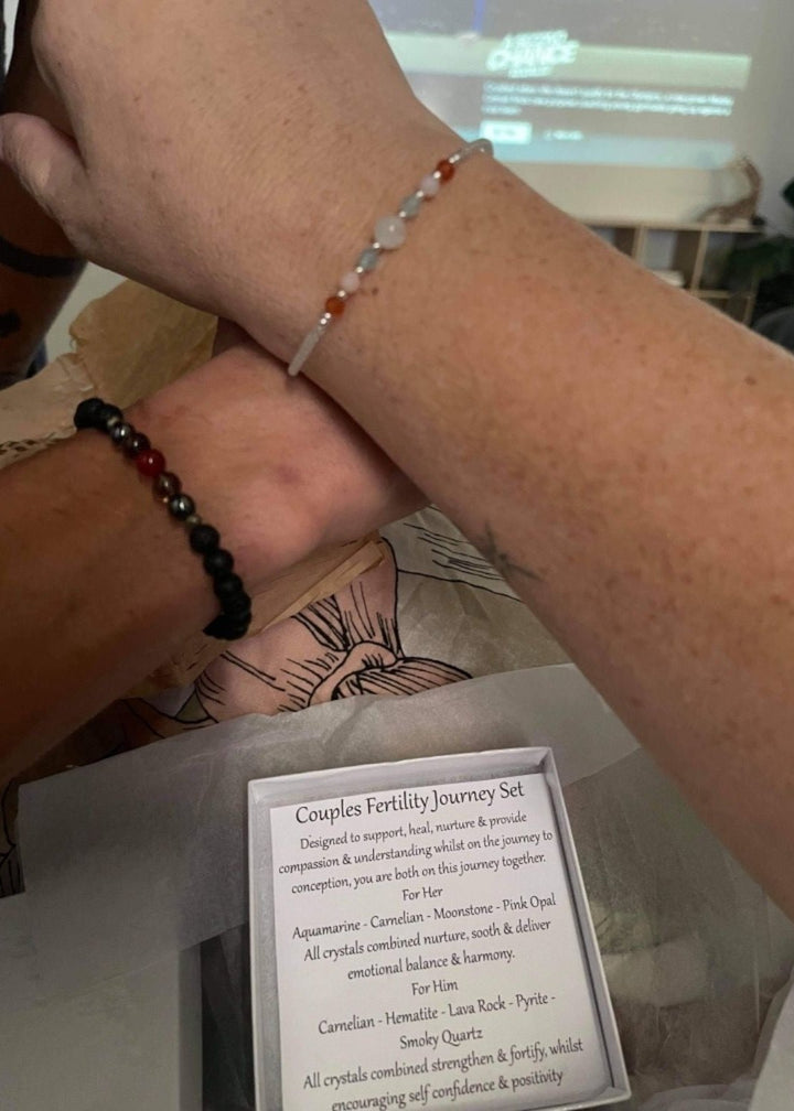 Couples Fertility Journey Bracelet Set worn by happy customers created by House of Aloha