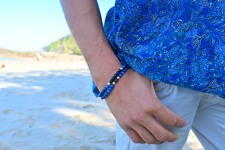 Seek & You Shall Discover - Blue Kyanite & Shungite - Gold Men's Bracelet