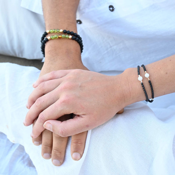 Moonstone & Black Tourmaline Bracelet