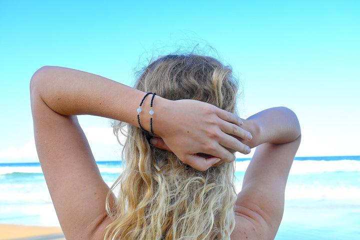 Moonstone & Black Tourmaline Bracelet