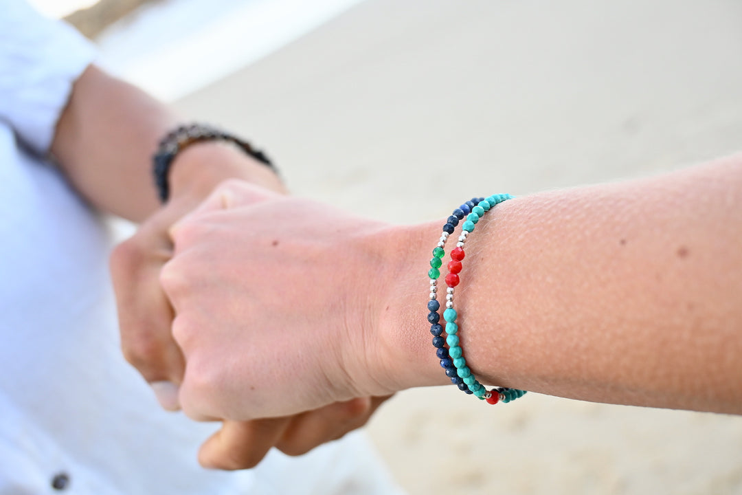 Blue Magnesite & Red Coral Bracelet