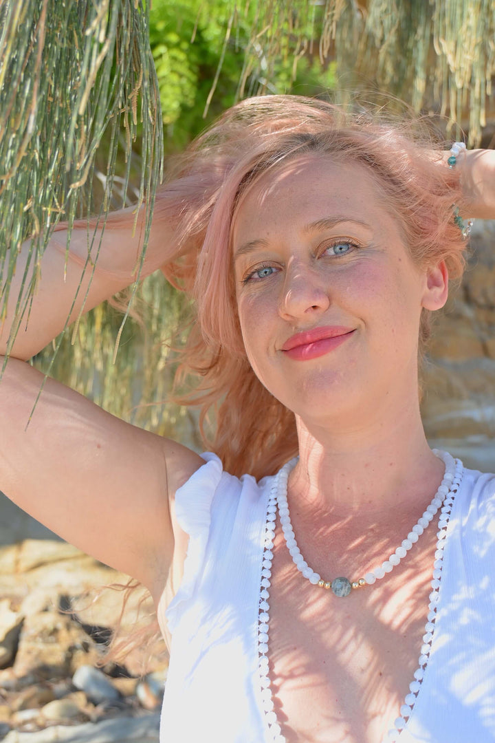 Lemurian Dreaming Aquamarine & Moonstone Gold Necklace