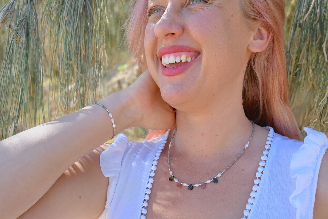 One Of A Kind Tourmaline & Pearl Gold Bracelet