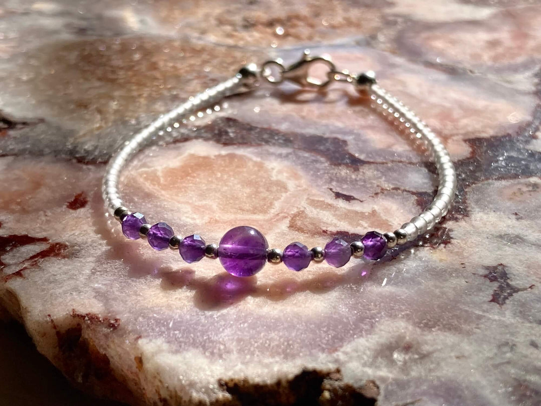 February Amethyst birthstone bracelet