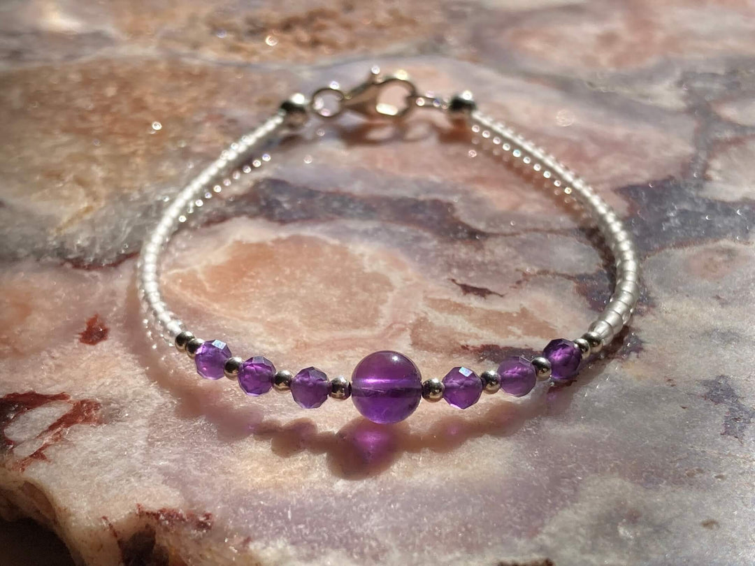 February birthstone healing crystal bracelet