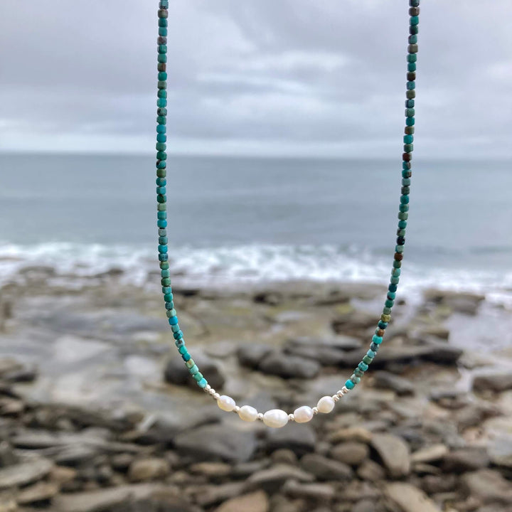 Turquoise and Pearl One Of A Kind Necklace