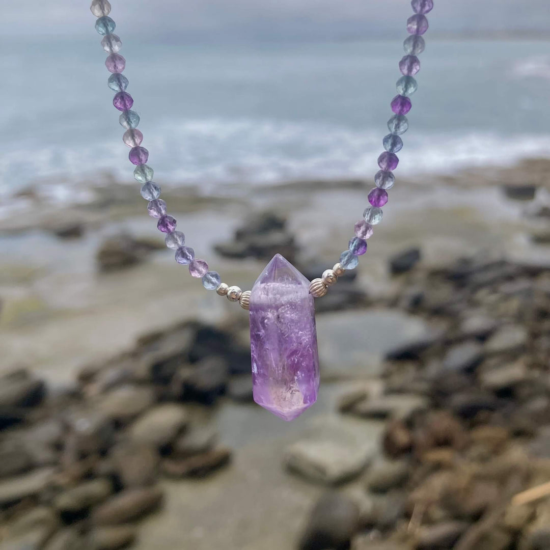 Rainbow Fluorite & Ametrine Pendant Necklace