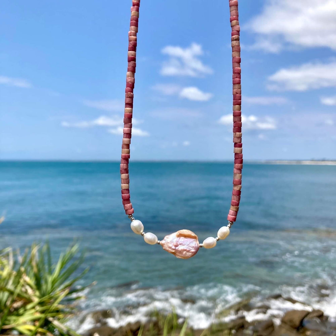 Rhodonite & Pearl One Of A Kind Necklace