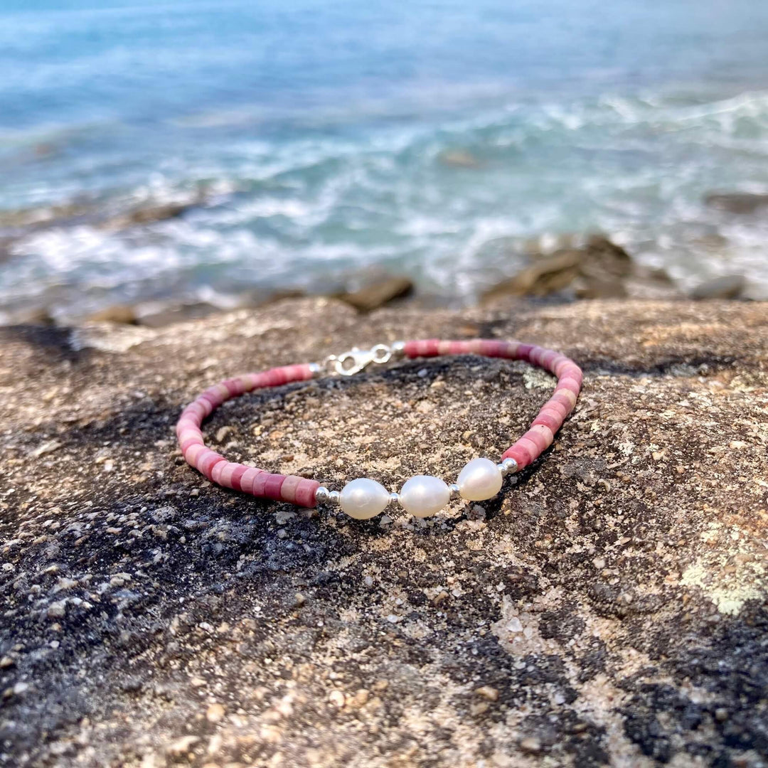 Rhodonite & Pearl One Of A Kind Anklet