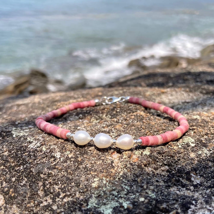 Rhodonite & Pearl One Of A Kind Anklet