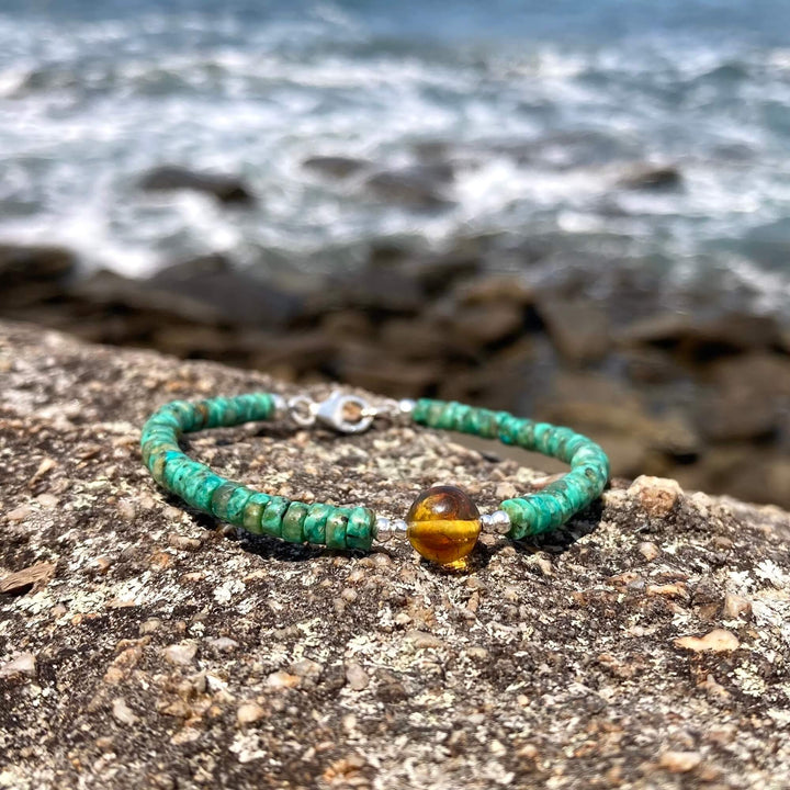 African Turquoise & Amber Bracelet
