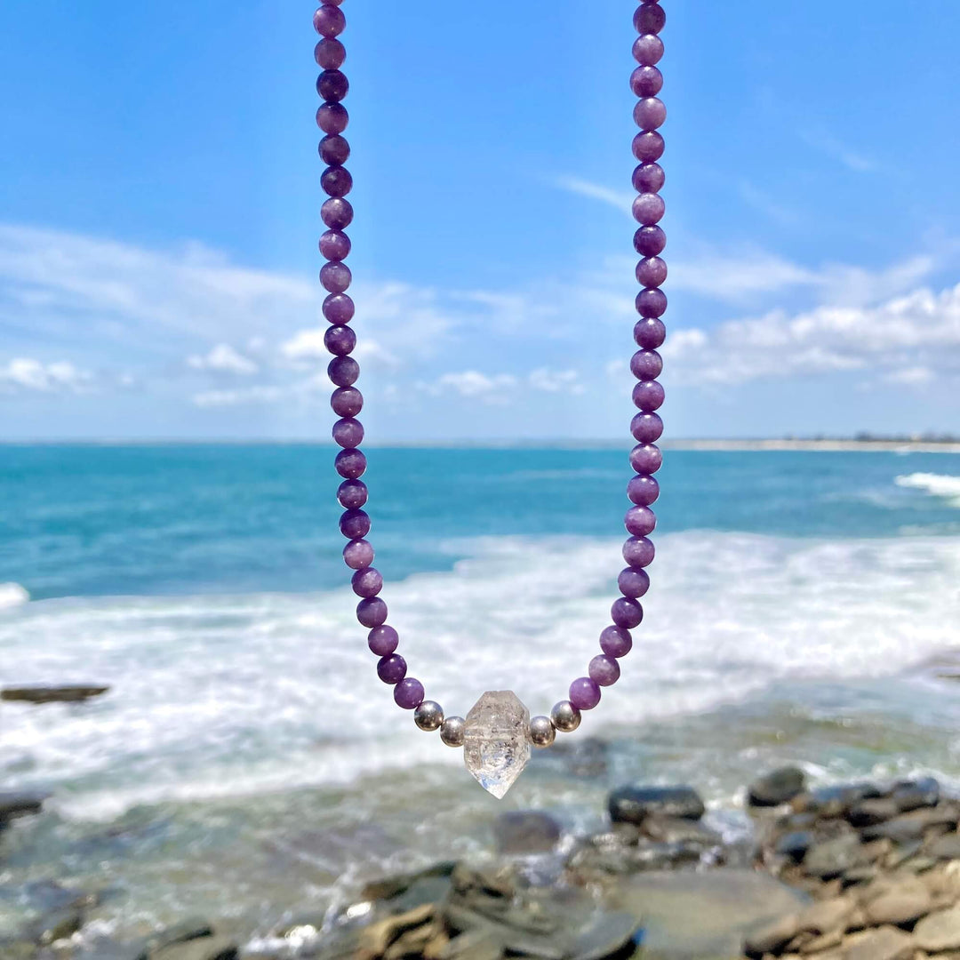 Phosphosiderite and Herkimer Diamond Higher Guidance One Of A Kind Necklace