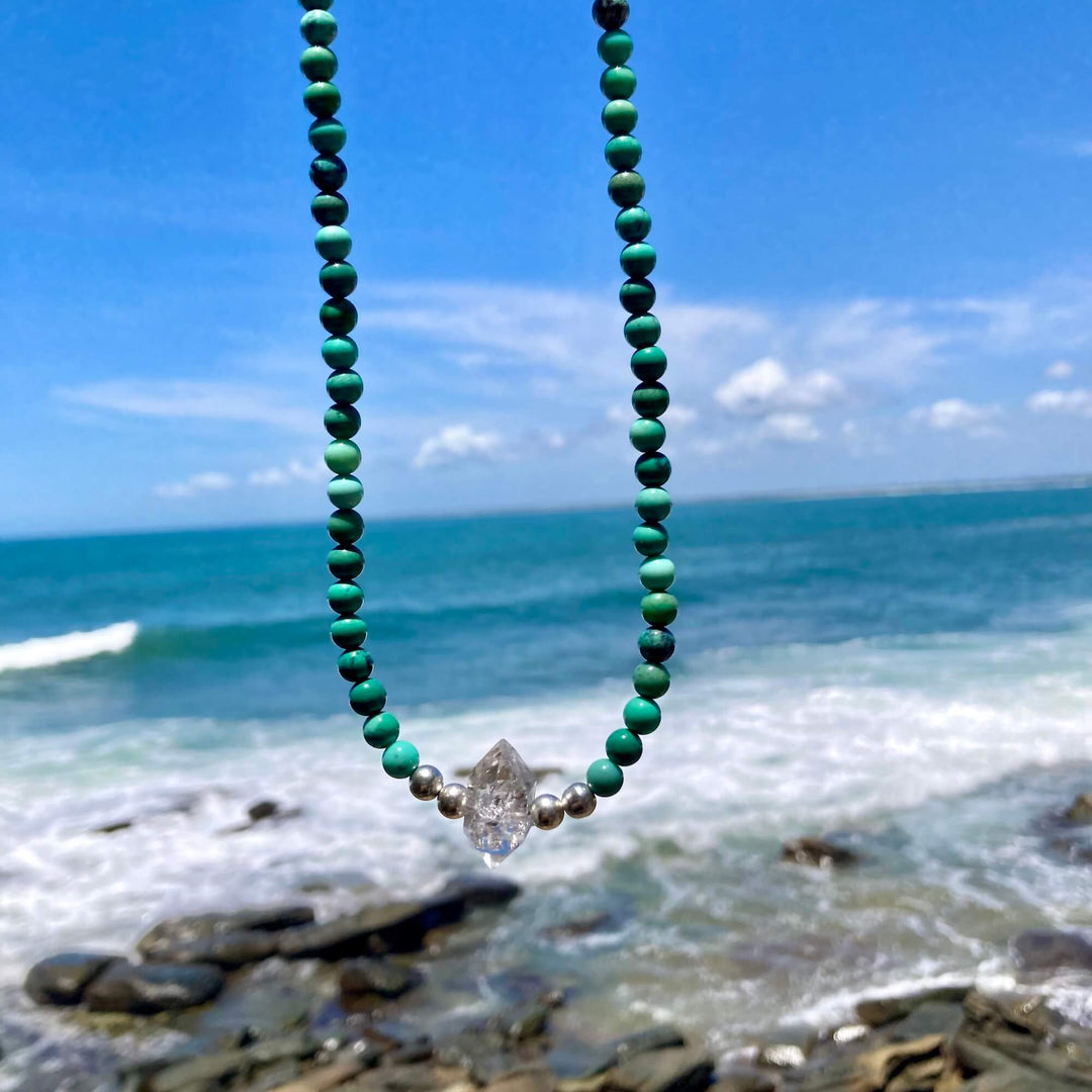 Chrysoprase and Herkimer Diamond Heart's Knowing One Of A Kind Necklace