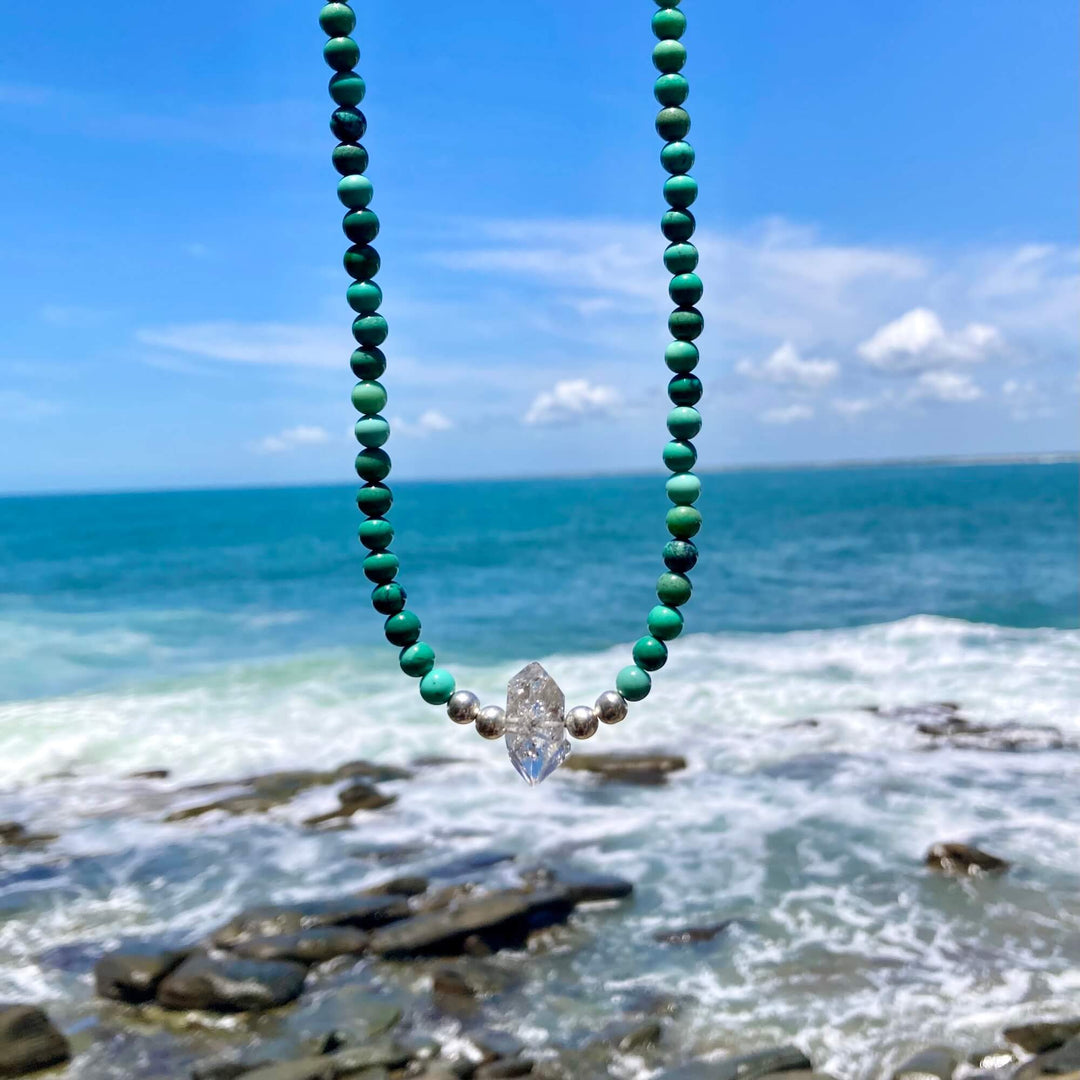 Chrysoprase and Herkimer Diamond Heart's Knowing One Of A Kind Necklace