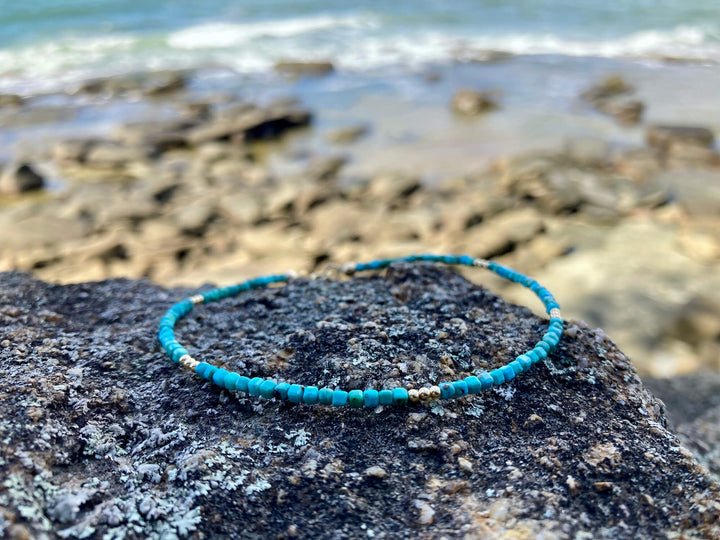 Turquoise and Gold Anklet