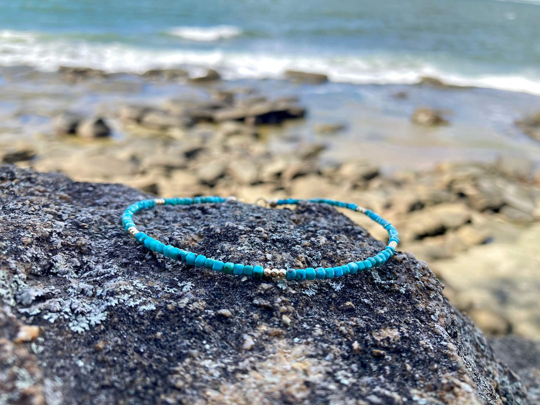 Turquoise and Gold Anklet