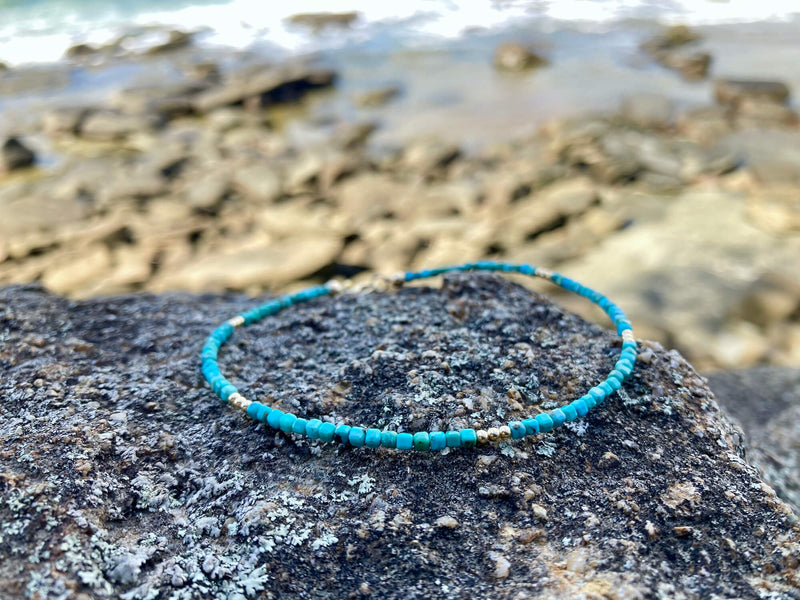 Turquoise and Gold Anklet