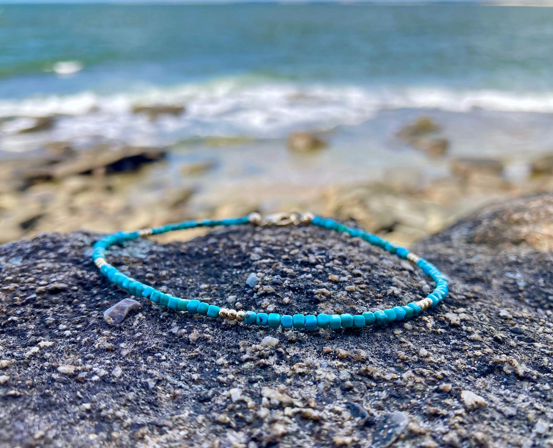 Turquoise and Gold Anklet