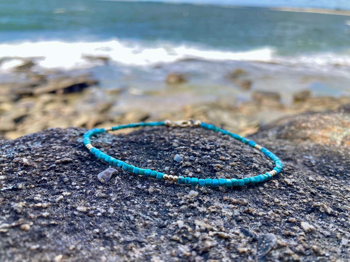 Turquoise and Gold Anklet