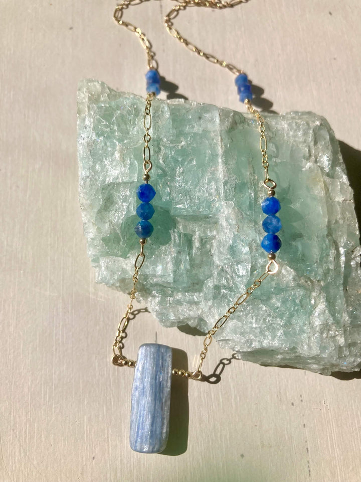 Blue Kyanite & Gold Healing Necklace