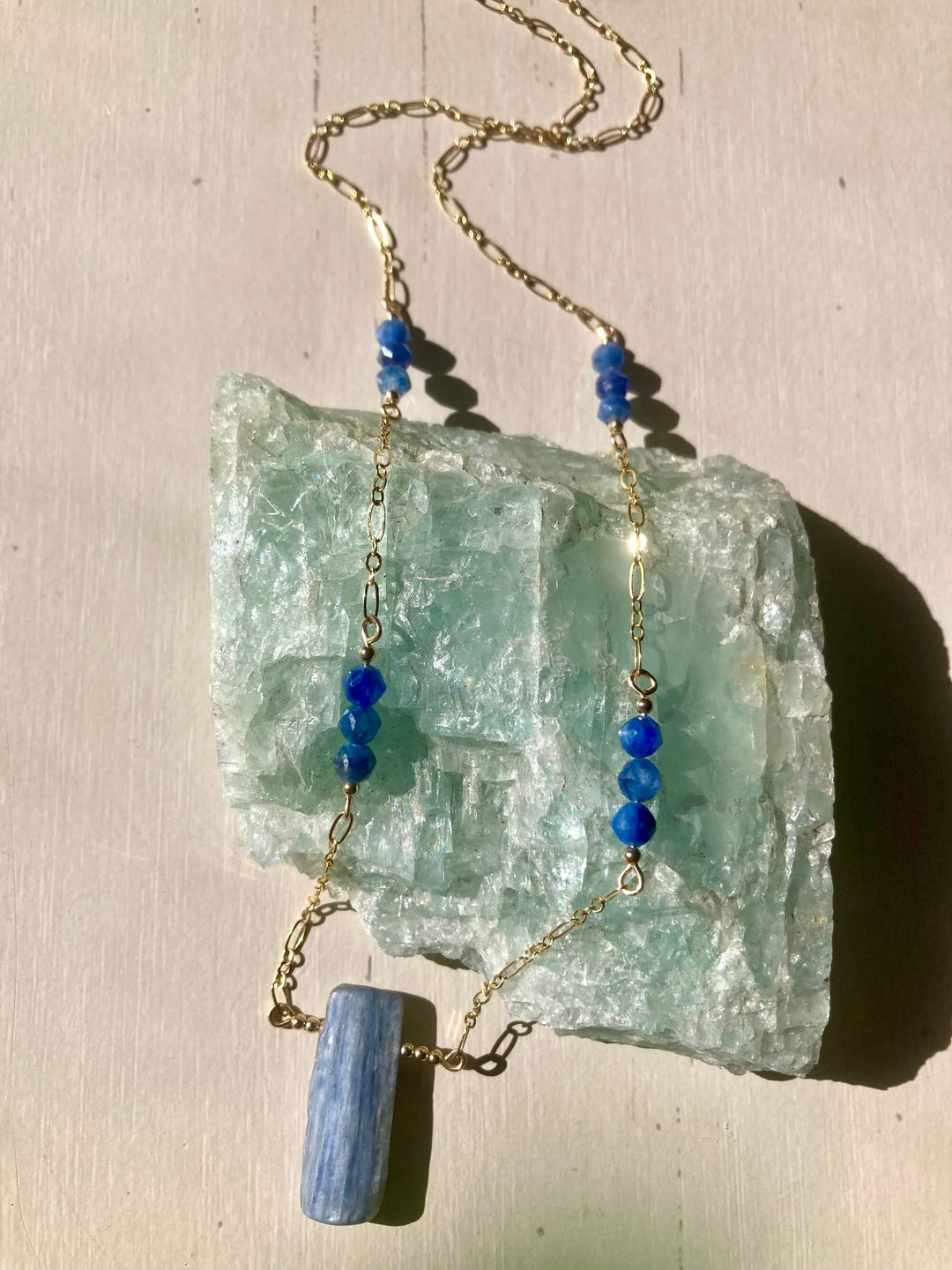 Blue Kyanite & Gold Healing Necklace