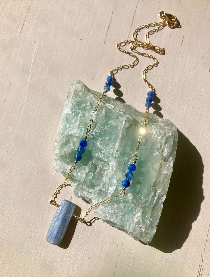 Blue Kyanite & Gold Healing Necklace