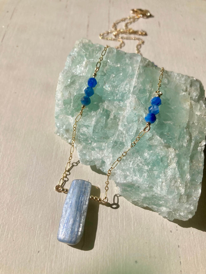 Blue Kyanite & Gold Healing Necklace