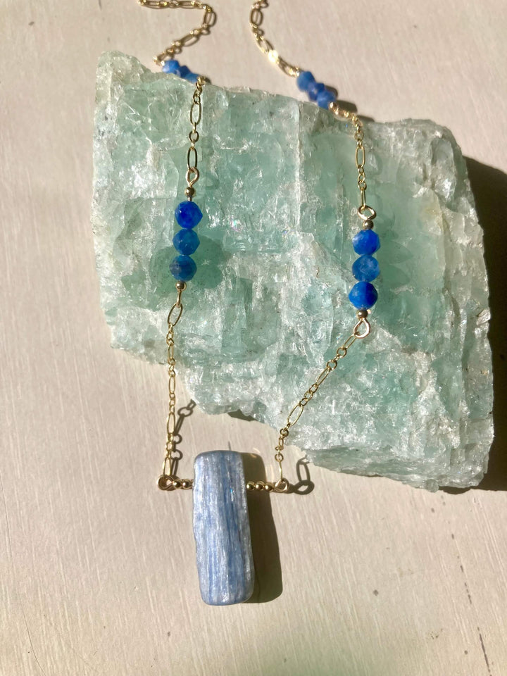 Blue Kyanite & Gold Healing Necklace