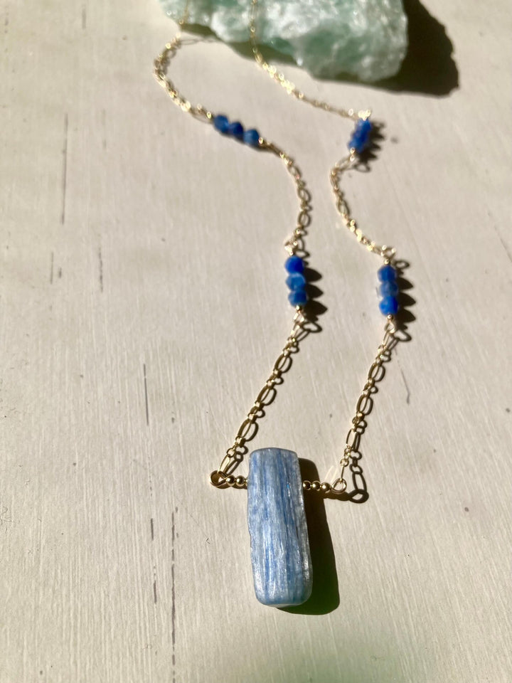 Blue Kyanite & Gold Healing Necklace