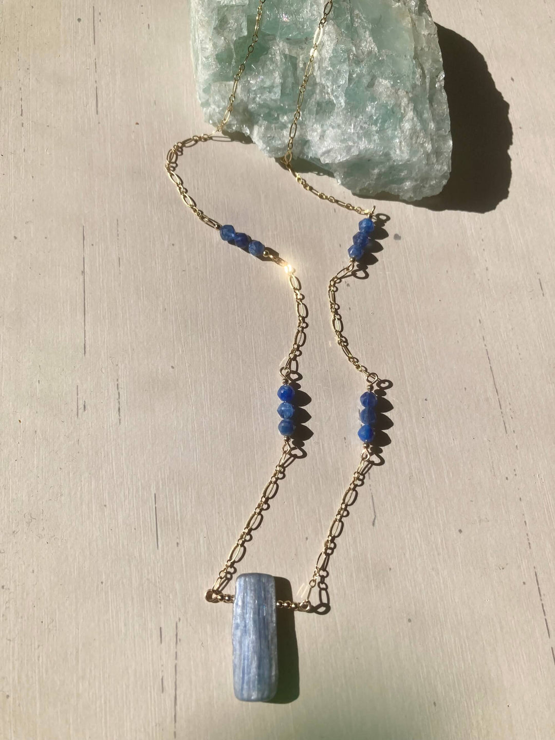 Blue Kyanite & Gold Healing Necklace