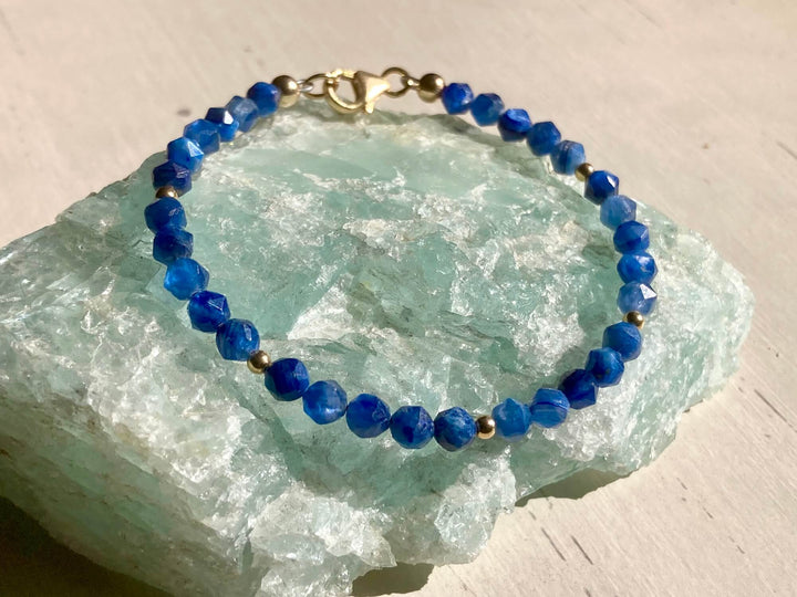 Blue Kyanite & Gold Healing Bracelet