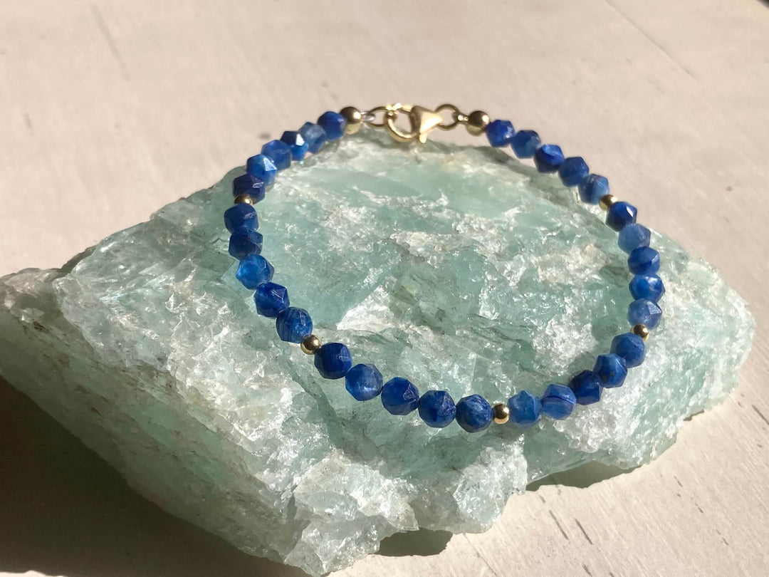 Blue Kyanite & Gold Healing Bracelet