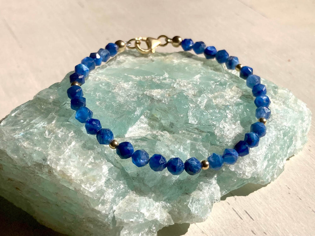 Blue Kyanite & Gold Healing Bracelet