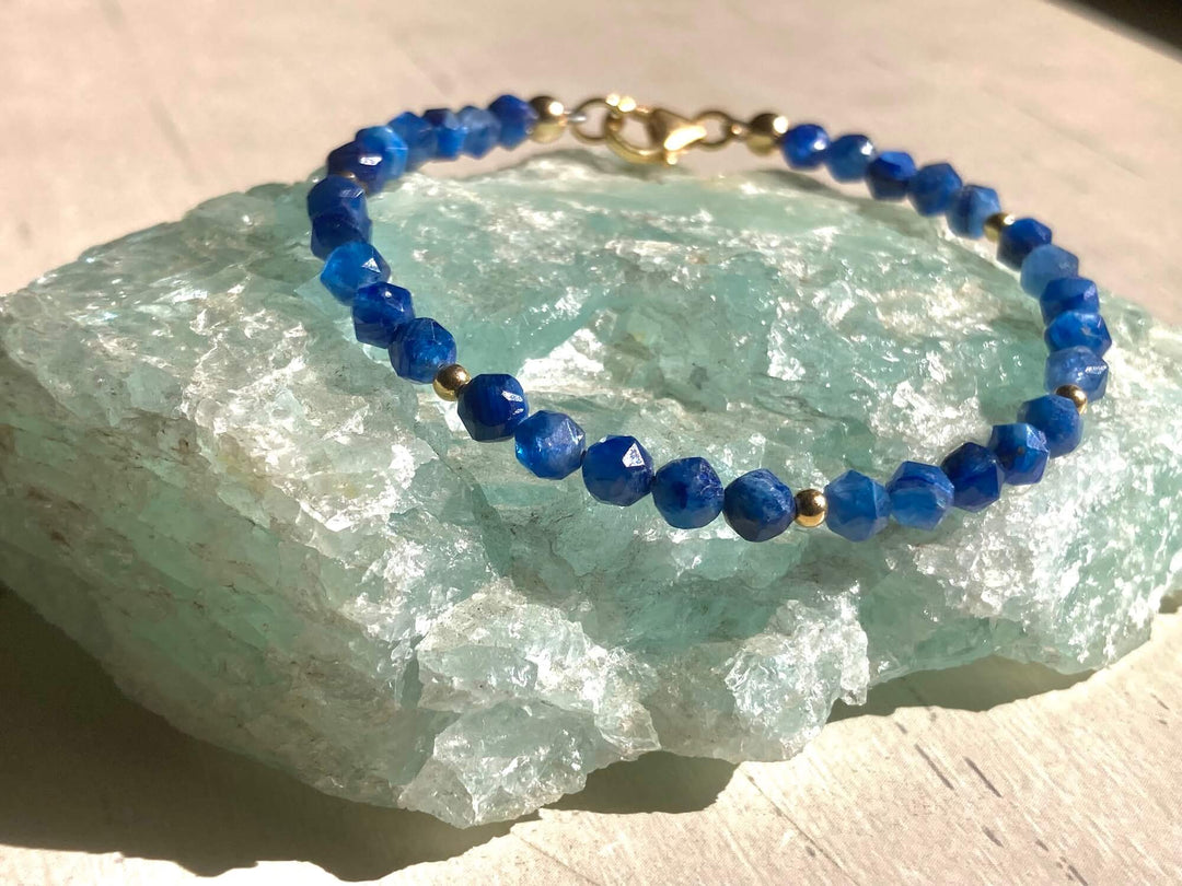 Blue Kyanite & Gold Healing Bracelet