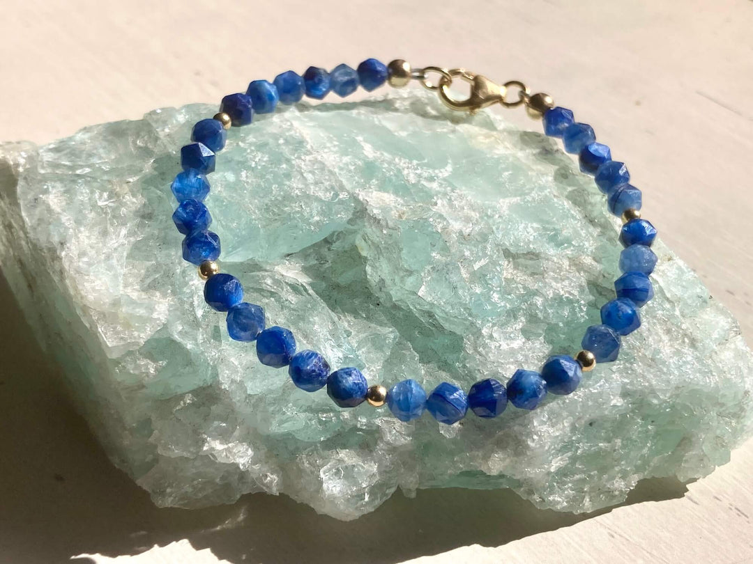 Blue Kyanite & Gold Healing Bracelet