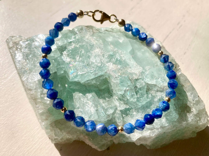 Blue Kyanite & Gold Healing Bracelet