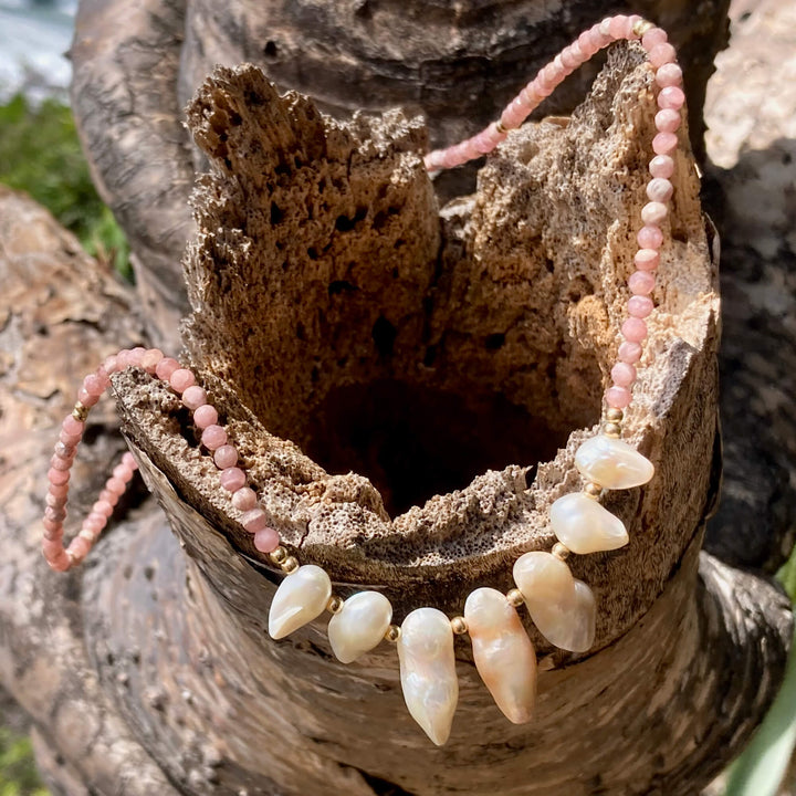 Golden Sunstone and Pearl Necklace