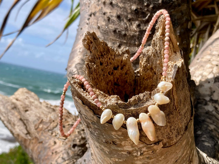 Golden Sunstone and Pearl Necklace