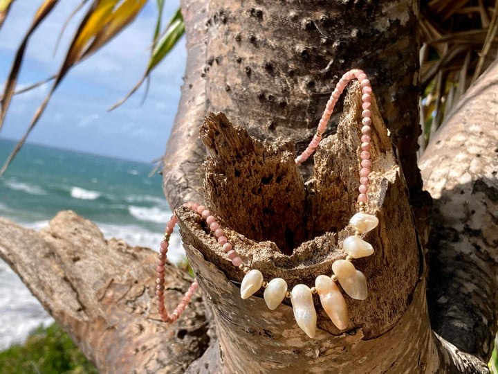 Golden Sunstone and Pearl Necklace