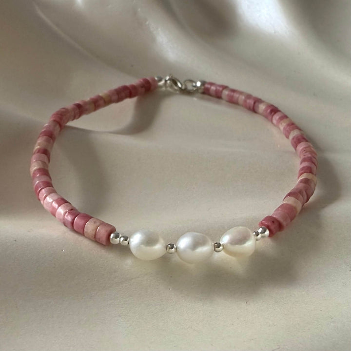 Rhodonite & Pearl One Of A Kind Anklet