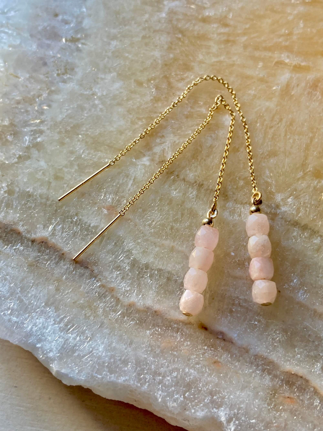 Light Of Aloha Morganite Gold Thread Earrings