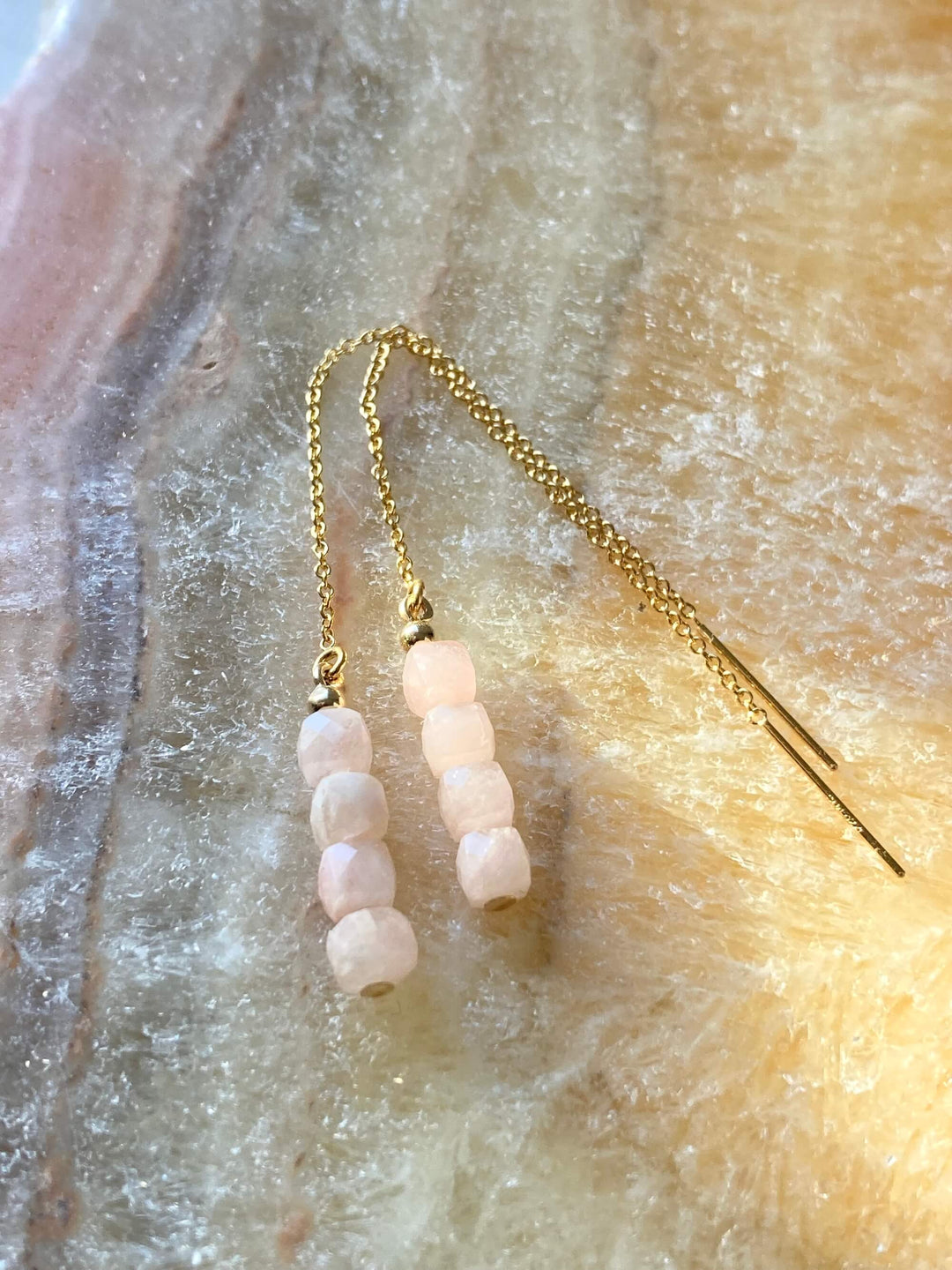 Light Of Aloha Morganite Gold Thread Earrings