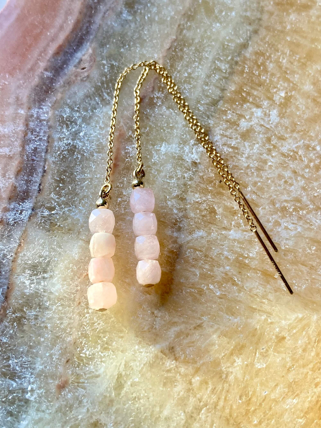 Light Of Aloha Morganite Gold Thread Earrings