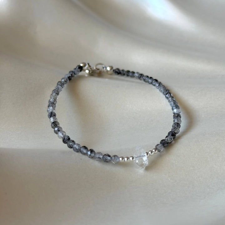 Herkimer Diamond and Tourmalinated Quartz Healing Bracelet