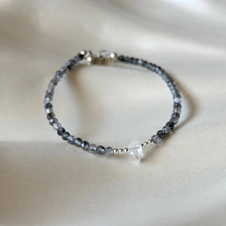 Herkimer Diamond and Tourmalinated Quartz Healing Bracelet
