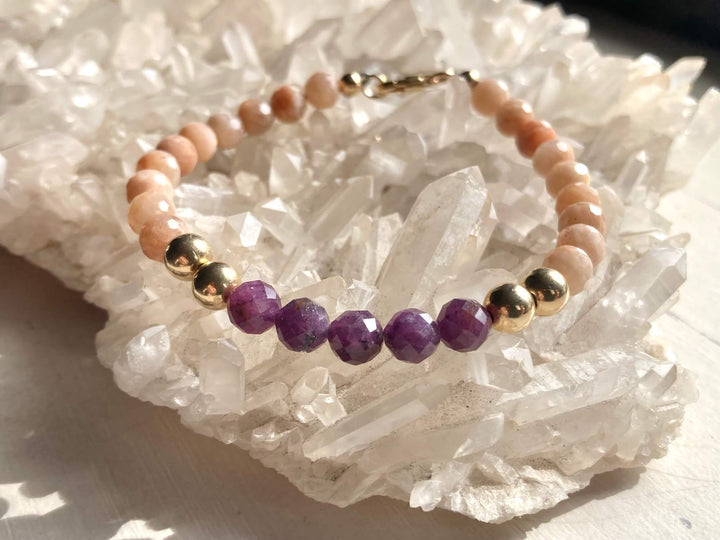 Golden Ruby and Sunstone Bracelet