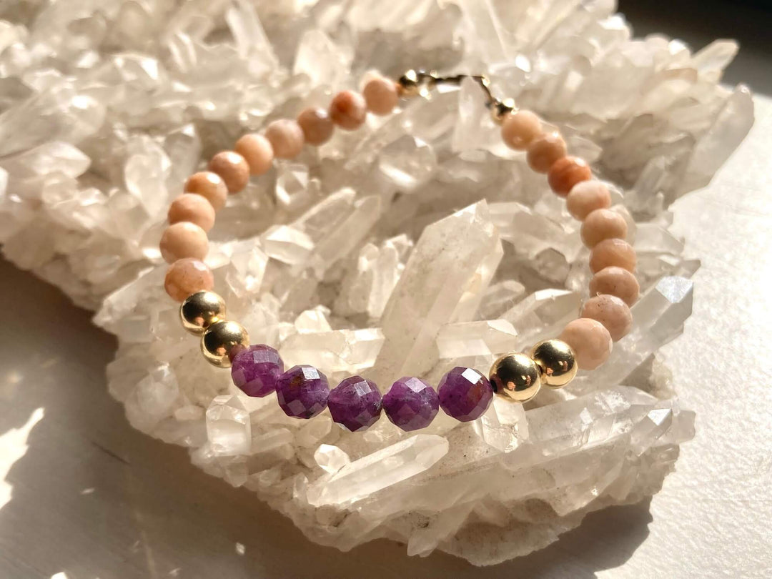 Golden Ruby and Sunstone Bracelet