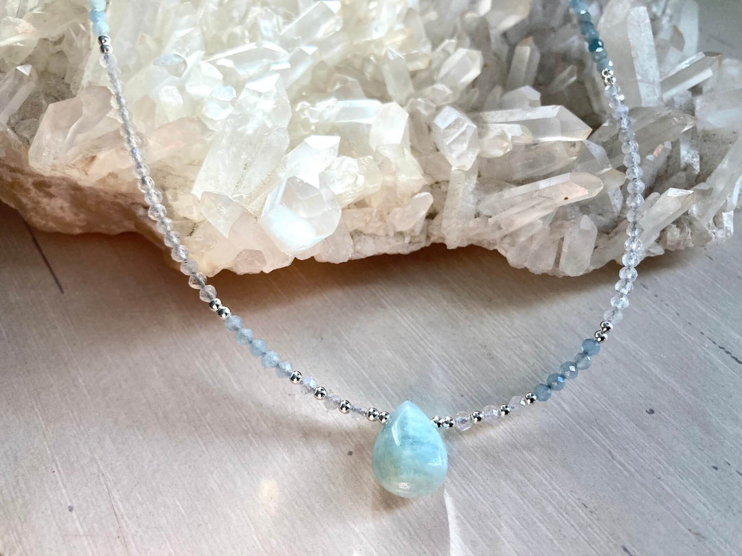 Intuition Moonstone & Aquamarine Pendant Necklace