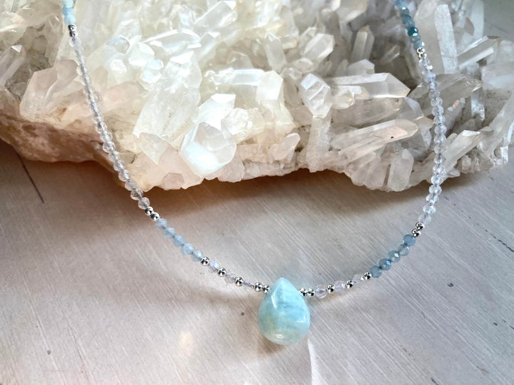 Intuition Moonstone & Aquamarine Pendant Necklace